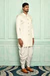 Buy_Adara Khan_White Sherwani Jacquard Woven And Dhoti Pant Set _Online_at_Aza_Fashions