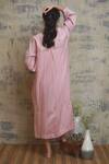 Shop_Dhaari_Pink Cotton Silk High Neck Embroidered Dress _at_Aza_Fashions