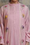 Dhaari_Pink Cotton Silk High Neck Embroidered Dress _Online_at_Aza_Fashions