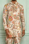 Pranay Baidya_White Cotton Printed Mughal Floral Short Kurta _at_Aza_Fashions