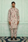 Buy_Pranay Baidya_White Cotton Printed Jaali Kurta Set _Online_at_Aza_Fashions