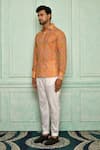 Pranay Baidya_Orange Cotton Printed Floral Shirt And Pant Set _Online_at_Aza_Fashions