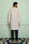 Shop_Pranay Baidya_White Jamdani, Malai Geometric Pattern Kurta Set _at_Aza_Fashions