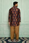 Shop_Pranay Baidya_Blue Chanderi, Cotton Silk Mughal Print Kurta Set _at_Aza_Fashions