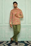 Buy_Pranay Baidya_Peach Cotton Printed Floral Short Kurta Set _at_Aza_Fashions