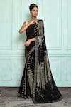 Buy_Samyukta Singhania_Black Saree Georgette Embroidered Sequins  _at_Aza_Fashions