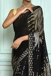 Buy_Samyukta Singhania_Black Saree Georgette Embroidered Sequins  _Online_at_Aza_Fashions