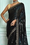 Buy_Nazaakat by Samara Singh_Black Saree Georgette Embroidered Sequins _Online_at_Aza_Fashions
