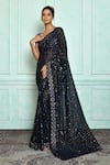 Buy_Nazaakat by Samara Singh_Blue Saree Georgette Embroidered Sequin _at_Aza_Fashions
