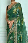 Buy_Nazaakat by Samara Singh_Green Saree Georgette Printed Floral Pattern _Online_at_Aza_Fashions