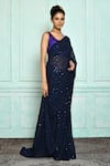 Buy_Khwaab by Sanjana Lakhani_Blue Saree Georgette Embroidered Sequin  _at_Aza_Fashions