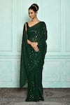 Nazaakat by Samara Singh_Green Saree Georgette Embroidered Sequins _Online_at_Aza_Fashions