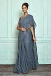 Khwaab by Sanjana Lakhani_Gray Saree Georgette Embroidered Sequin Grey _Online_at_Aza_Fashions