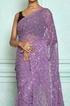 Buy_Nazaakat by Samara Singh_Purple Saree: Georgette Embroidered Sequins Checkered For Women_Online_at_Aza_Fashions