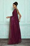 Shop_Nazaakat by Samara Singh_Wine Saree: Georgette Embroidered Sequin For Women_at_Aza_Fashions