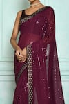 Buy_Nazaakat by Samara Singh_Wine Saree: Georgette Embroidered Sequin For Women_Online_at_Aza_Fashions