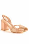 OCEEDEE_Gold Kori Peep Toe Block Heels _Online_at_Aza_Fashions