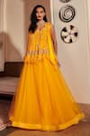 Buy_DILNAZ_Yellow Net And Viscose Georgette Hand Embellished Waistband Poofy Skirt  _at_Aza_Fashions