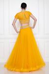 DILNAZ_Yellow Net And Viscose Georgette Hand Embellished Waistband Poofy Skirt  _Online_at_Aza_Fashions