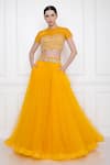 Buy_DILNAZ_Yellow Net And Viscose Georgette Hand Embellished Waistband Poofy Skirt  _Online_at_Aza_Fashions