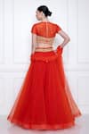 DILNAZ_Red Net And Viscose Georgette Hand Embellished Waistband Poofy Skirt _Online_at_Aza_Fashions