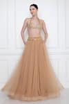 Buy_DILNAZ_Gold Net And Viscose Georgette Hand Embellished Waistband Poofy Skirt  _Online_at_Aza_Fashions