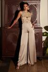 Buy_Dilnaz_Grey Net / Polyester And Pure Silk Hand Bodice Jumpsuit  _at_Aza_Fashions