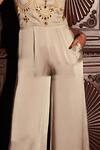 Shop_Dilnaz_Grey Net / Polyester And Pure Silk Hand Bodice Jumpsuit  _at_Aza_Fashions