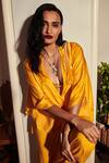 Buy Dilnaz Yellow Cotton Satin Plunge V Neck Twist Kaftan Top Online at Aza Fashions Buy_Dilnaz_Yellow Cotton Satin Plunge V Neck Twist Kaftan Top_Online_at_Aza_Fashions
