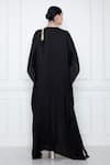 DILNAZ_Black Cotton Satin Hand Embellished Sequins Plunge V Neck Kaftan  _Online_at_Aza_Fashions