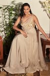 Shop_DILNAZ_Grey Net/ Viscose And Polyester Satin Embellished Bodice Saree Gown _Online_at_Aza_Fashions