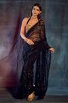 Buy_DILNAZ_Black Net And Polyester Satin Embroidery Sequin & Beads Saree For Women_at_Aza_Fashions