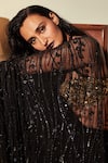 DILNAZ_Black Net And Polyester Satin Embroidery Sequin & Beads Saree For Women_at_Aza_Fashions