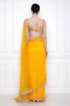 Shop_Dilnaz_Yellow Net And Polyester Satin Sequin & Beads, Thread Border Embroidered Saree_at_Aza_Fashions