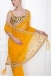 Shop_Dilnaz_Yellow Net And Polyester Satin Sequin & Beads, Thread Border Embroidered Saree_Online_at_Aza_Fashions
