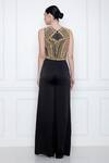 DILNAZ_Black Pure Silk Satin Embellished Sequin And Beads Bodice Jumpsuit  _Online_at_Aza_Fashions