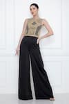 Buy_DILNAZ_Black Pure Silk Satin Embellished Sequin And Beads Bodice Jumpsuit  _Online_at_Aza_Fashions