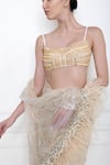 Shop_Dilnaz Karbhary_Ivory Net Strappy Bustier_at_Aza_Fashions