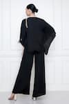 Shop_DILNAZ_Black Cotton Satin V Neck Jumpsuit With Kaftan Top  _at_Aza_Fashions