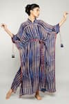 Buy_Anmol Kakad_Blue Georgette Amara Stripe Pattern Kaftan Dress_at_Aza_Fashions