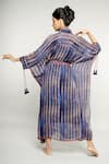 Shop_Anmol Kakad_Blue Georgette Amara Stripe Pattern Kaftan Dress_at_Aza_Fashions