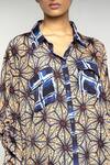 Shop_Anmol Kakad_Blue Crepe Silk Afia Geometric Pattern Shirt_Online_at_Aza_Fashions