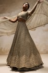 Buy COUTURE BY NIHARIKA Gold Organza, Net Sequins, Bugle Beads V Hand Embroidered Bridal Lehenga Set at Aza Fashions Buy_COUTURE BY NIHARIKA_Gold Organza, Net Sequins, Bugle Beads V Hand Embroidered Bridal Lehenga Set _at_Aza_Fashions