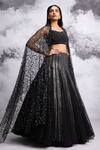 Buy COUTURE BY NIHARIKA Black Organza And Net Beads & Sequin, Cutdana Scoop Neck Embroidered Lehenga Set at Aza Fashions Buy_COUTURE BY NIHARIKA_Black Organza And Net Beads & Sequin, Cutdana Scoop Neck Embroidered Lehenga Set _at_Aza_Fashions