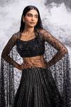 Shop COUTURE BY NIHARIKA Black Organza And Net Beads & Sequin, Cutdana Scoop Neck Embroidered Lehenga Set at Aza Fashions Shop_COUTURE BY NIHARIKA_Black Organza And Net Beads & Sequin, Cutdana Scoop Neck Embroidered Lehenga Set _at_Aza_Fashions