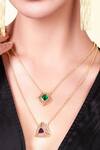 Buy_ISHARYA_Multi Color Rock Crystal Armour Layered Pendant Necklace_at_Aza_Fashions