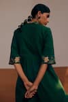 Cord_Green 100% Cotton Embroidered And Embellishment Thread Work & Crochet Lace Dress _Online_at_Aza_Fashions