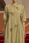 Cord_Beige 101 % Cotton Printed Floral Round Cascade Dress_Online_at_Aza_Fashions