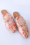 Buy_La Fiza_Orange Abstract Print Laboni Embellished Mules _at_Aza_Fashions