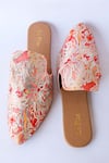 Shop_La Fiza_Orange Abstract Print Laboni Embellished Mules _at_Aza_Fashions